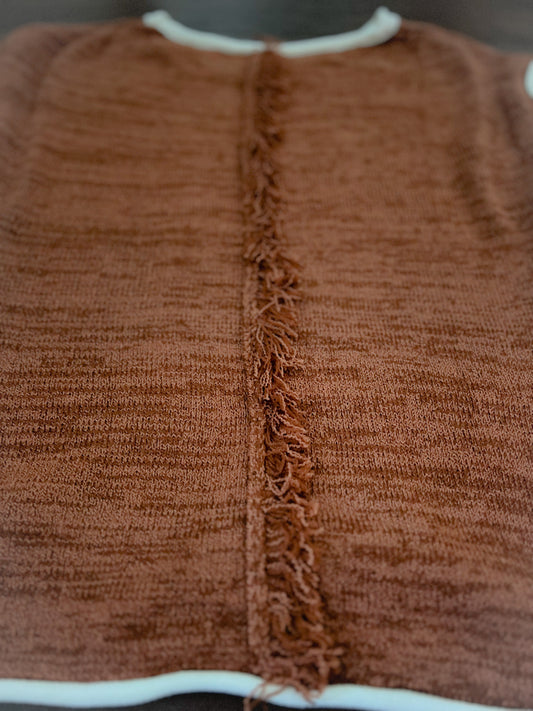 Orange Fringe Back Sweater