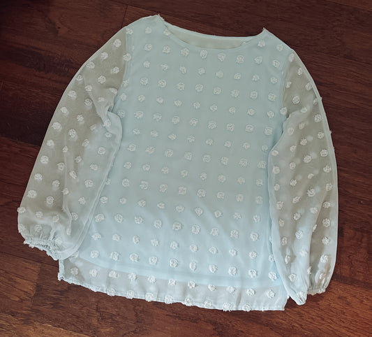 Blue Swiss Dot Long Sleeve