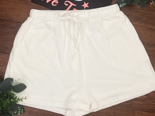 White Waffle Shorts