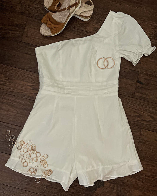White One Shoulder Romper