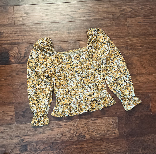 Yellow Flower Fitted Top