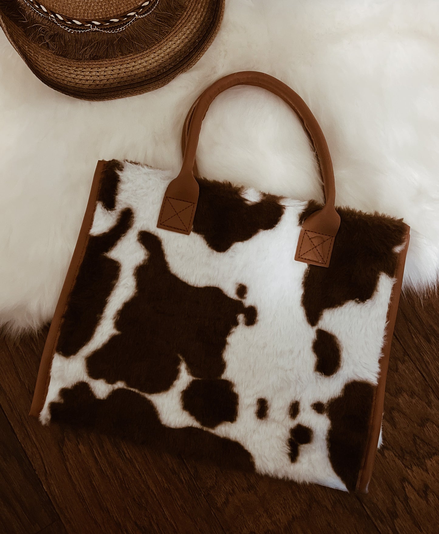 Cow Print Tote Handbag