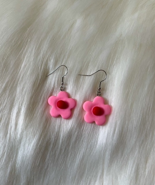 Pink Flower Earrings