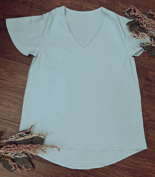 Tulip Sleeve Woven Top