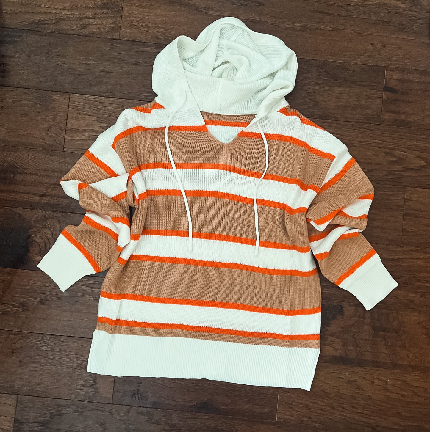 Caramel Stripe Hooded Sweater