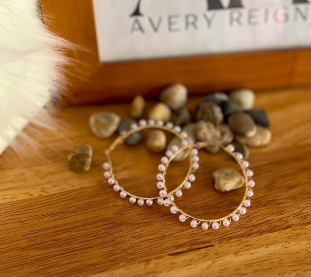 Pearl Studded Hoops