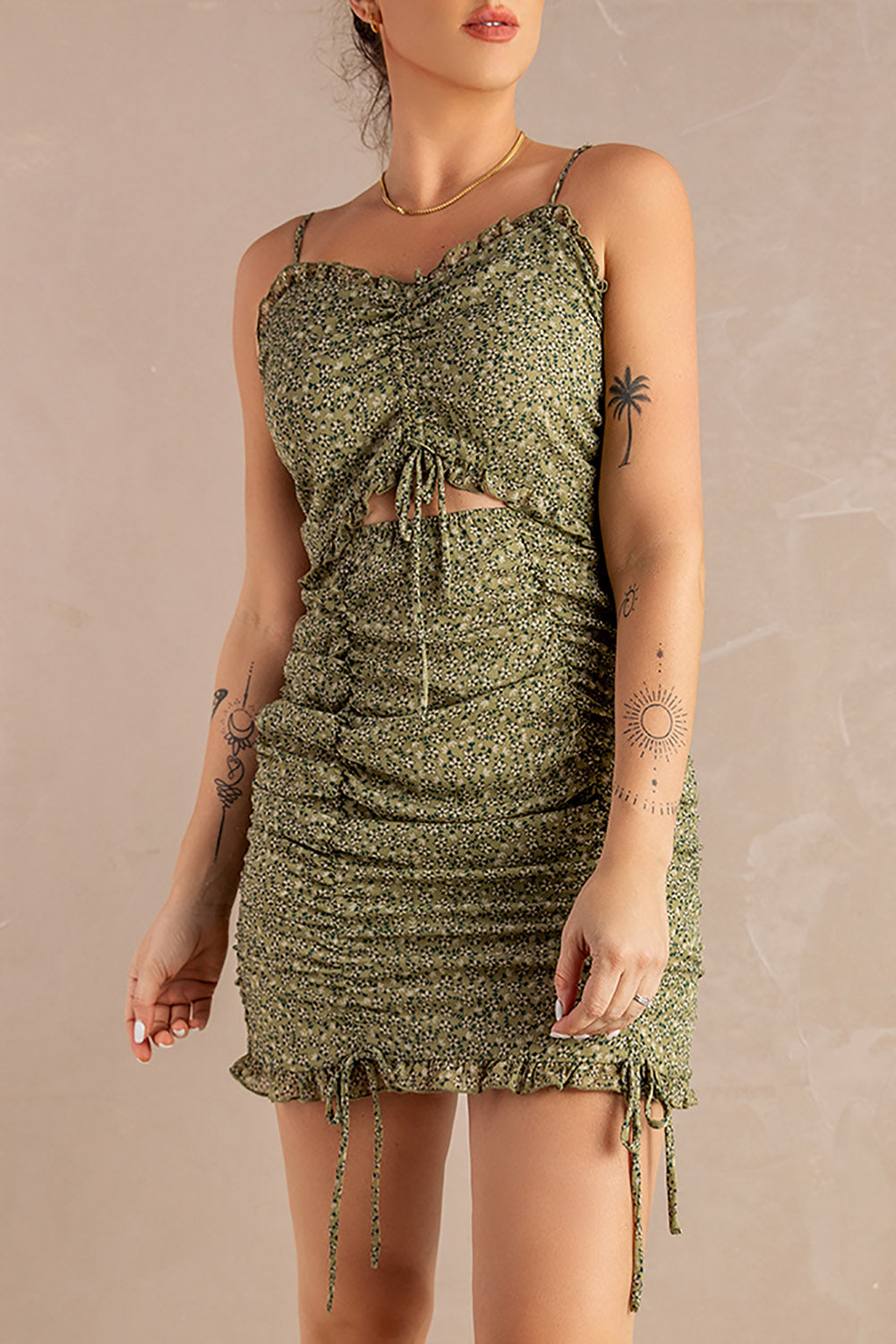 Ruffle Rousched Dress