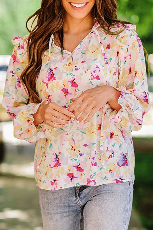 Floral Ruffle Shoulder Top