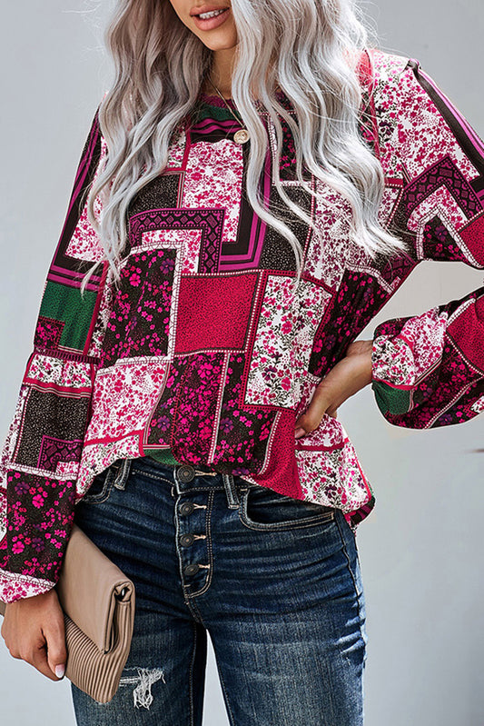 Rose Boho Patchwork Top