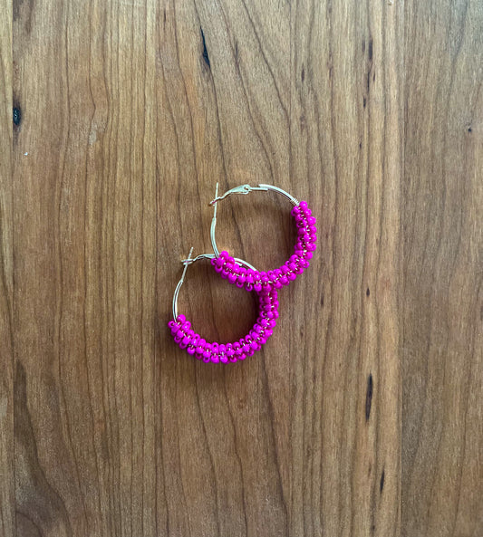 Beaded Medium Hoops