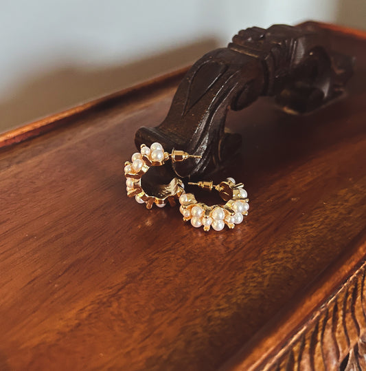 Pearl Packed Hoop Earrings