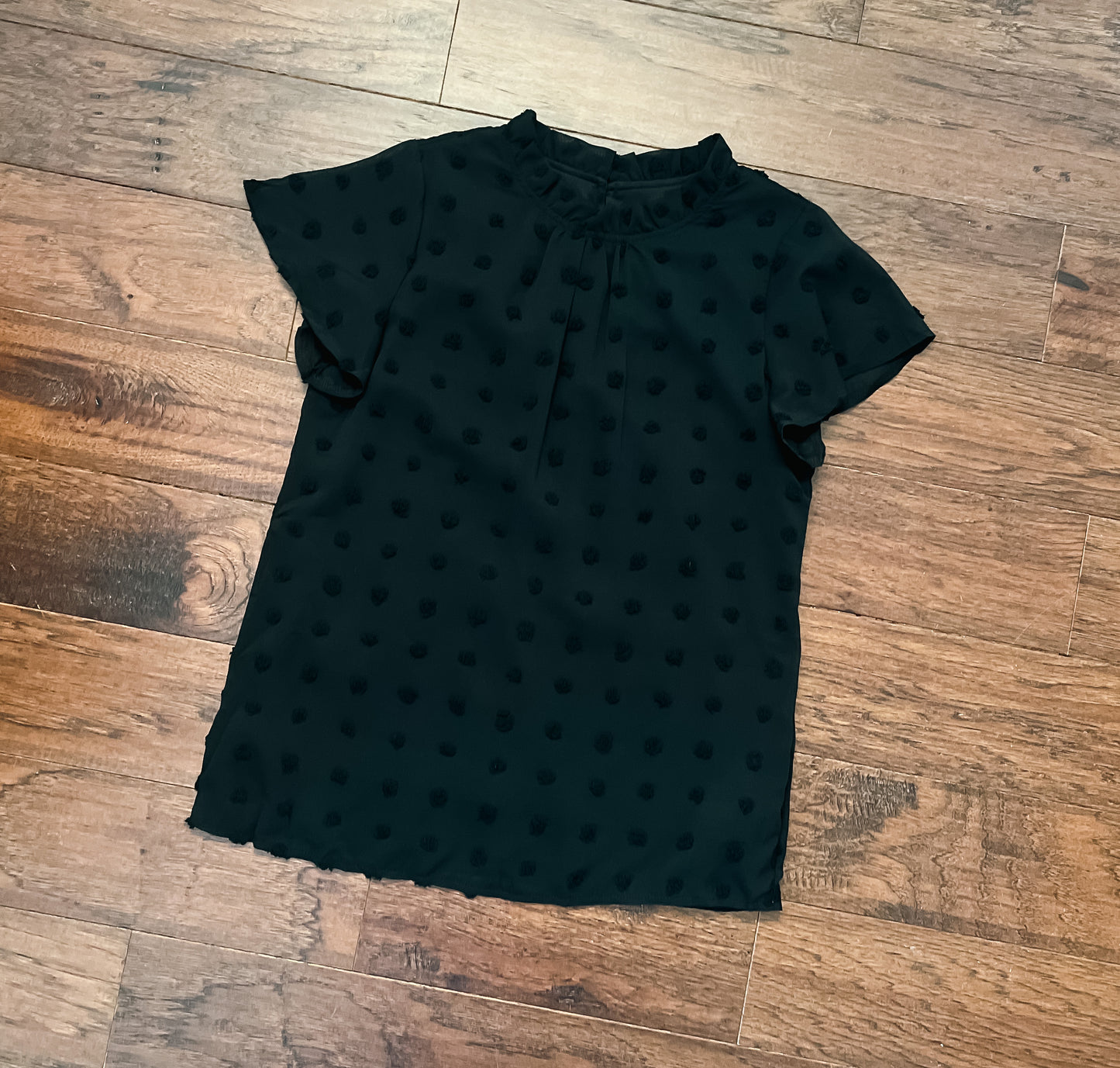 Black Swiss Dot Short Sleeve