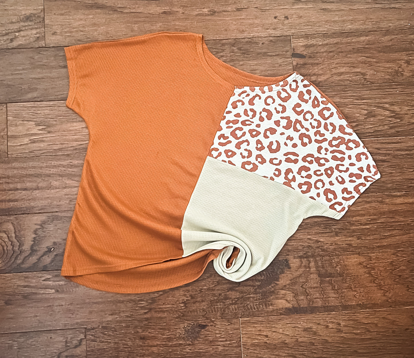 Leopard Orange Block Top