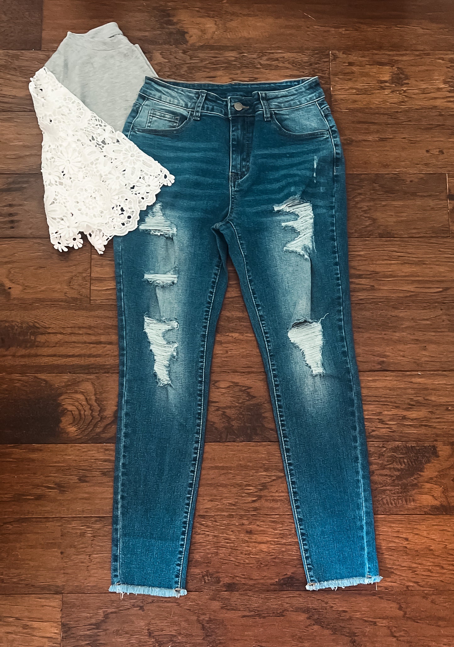 Medium Wash Distressed Skinny Jeans