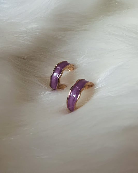 Painted Purple Hoop Earrings