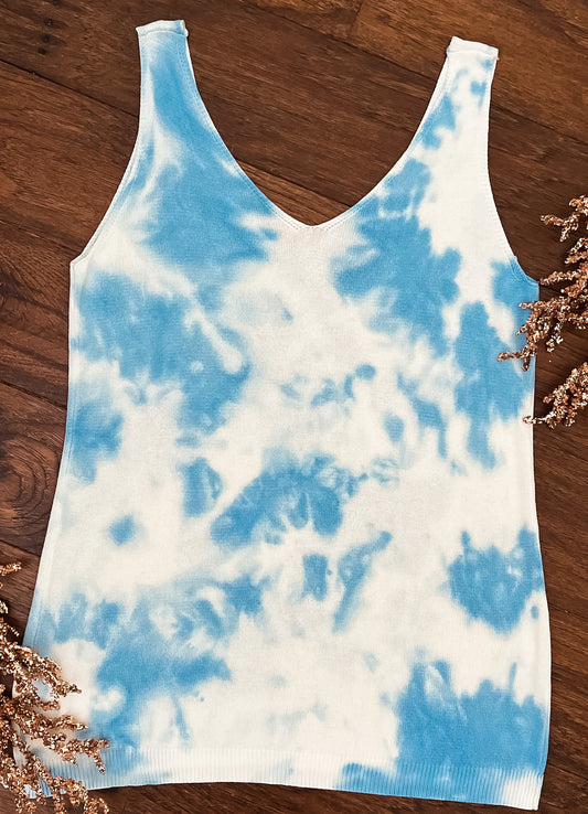 Blue and White Knit Tank