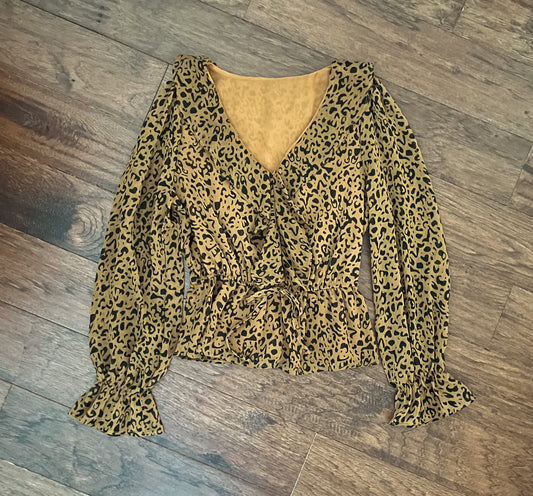 Leopard Ruffle Blouse