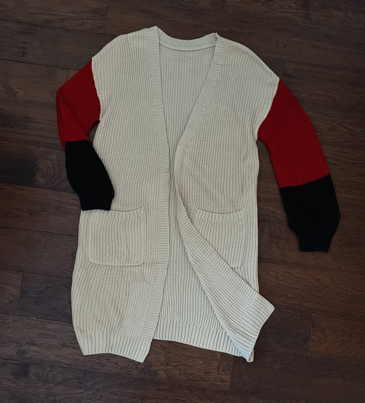 Red/Black Sleeve Cardigan