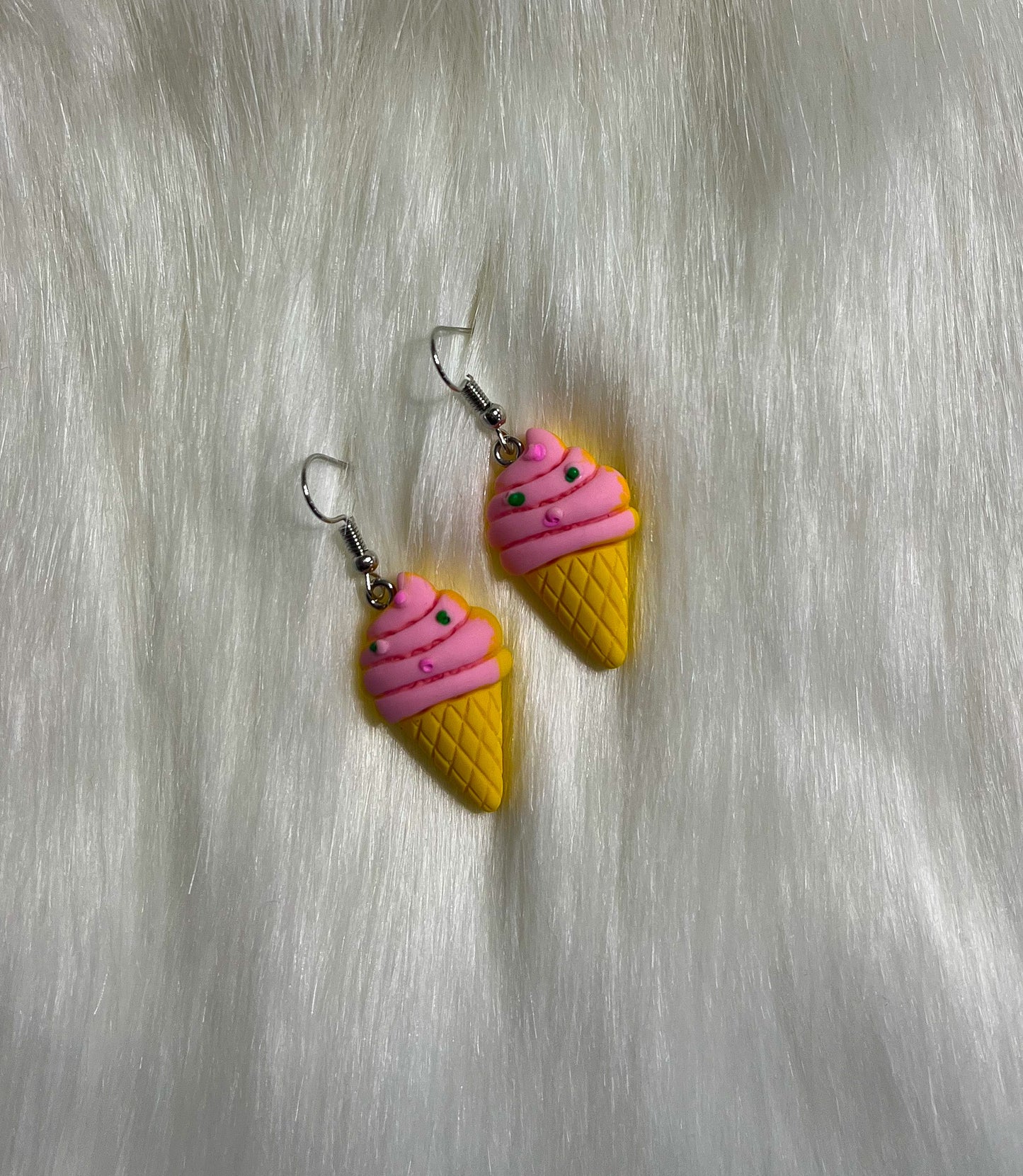 Pink Ice Cream Cone Earrings