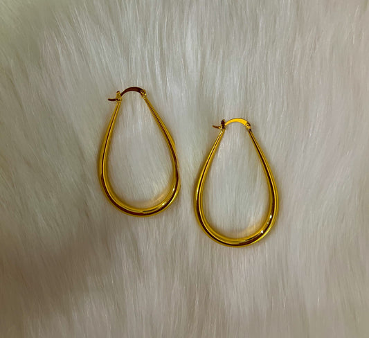 Oval Gold Drop Earrings