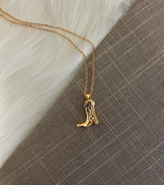 Gold Cowboy Boot Necklace