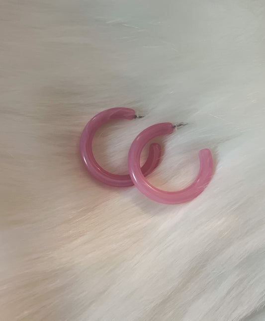 Pink Hoop Earrings