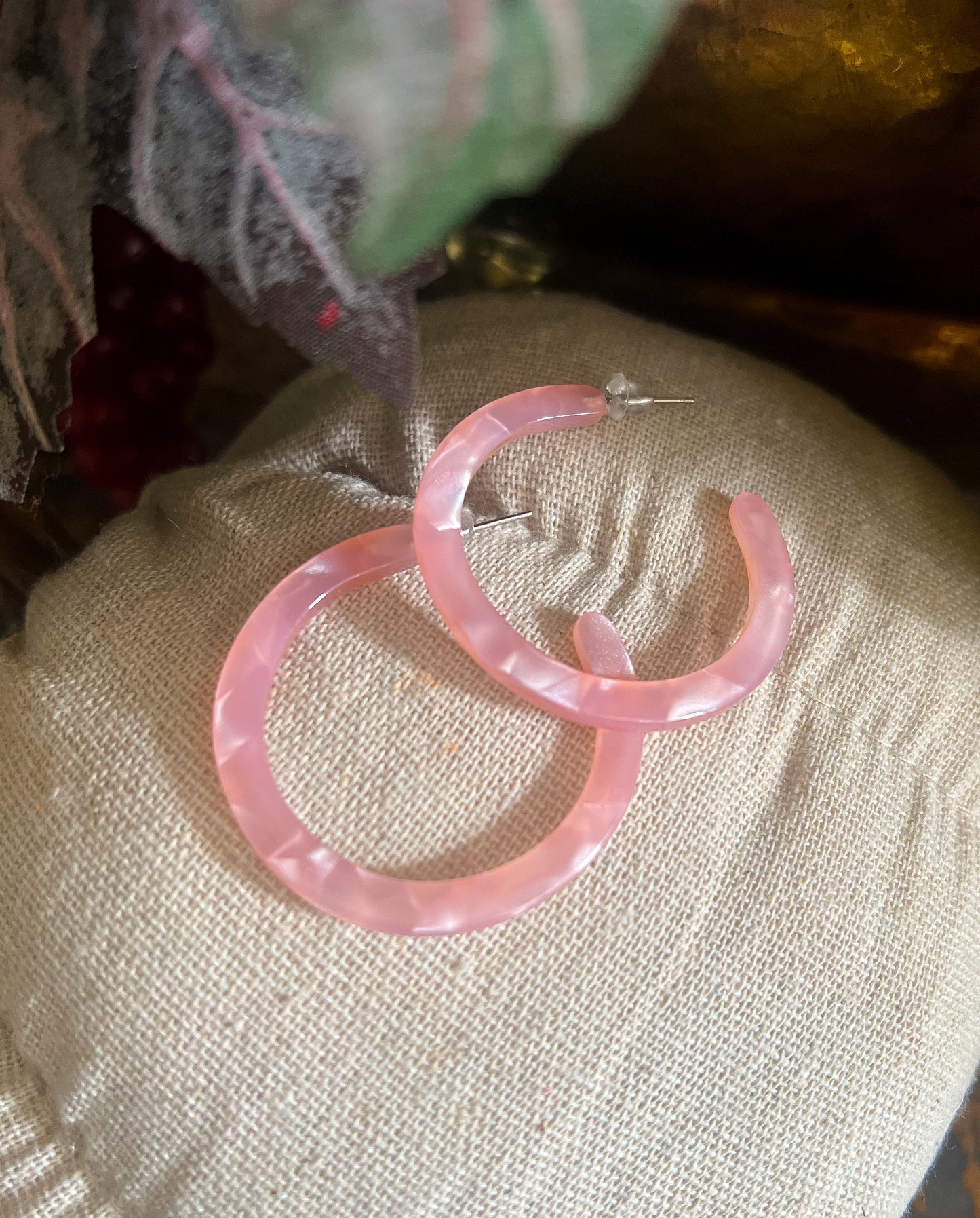 Pink Swirl Hoops