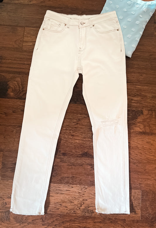 White High Waisted Straight Leg Jeans