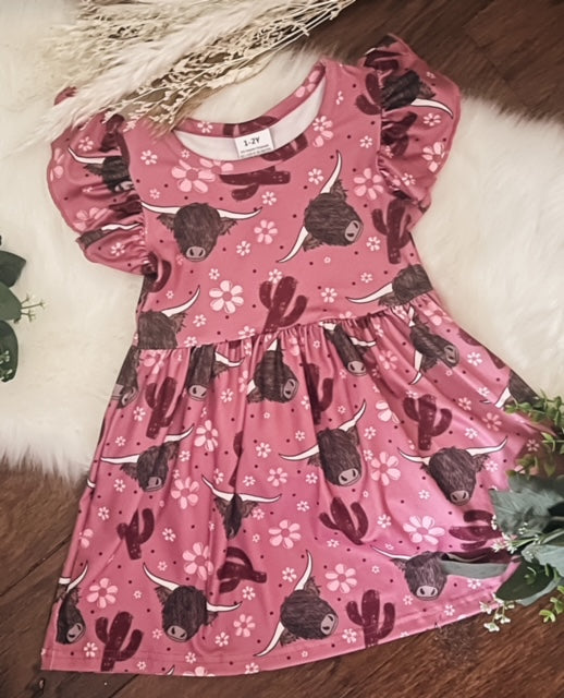 Cow Ruffle Mini Dress