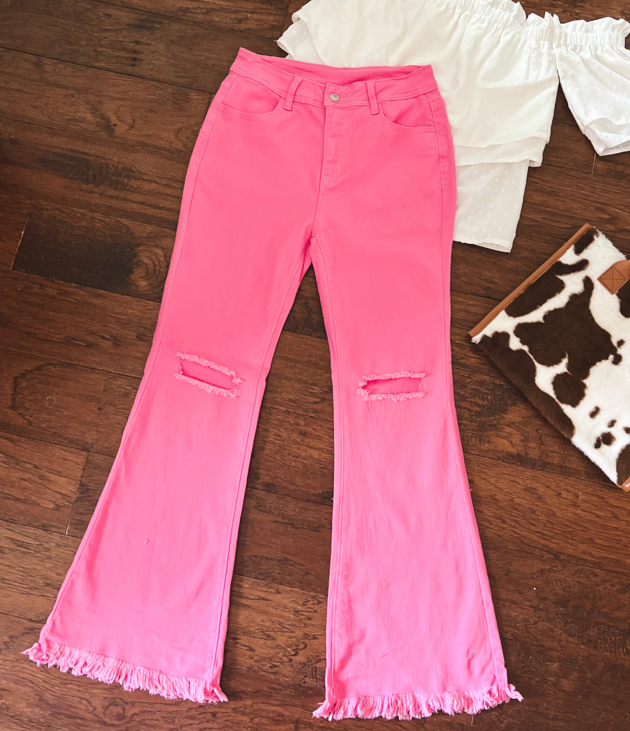 Pink Flare Denim Pants